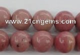 CWF17 15.5 inches 16mm round pink wooden fossil jasper beads wholesale