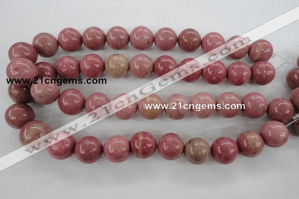 CWF18 15.5 inches 18mm round pink wooden fossil jasper beads wholesale