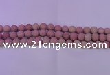 CWF21 15.5 inches 6mm round matte pink wooden fossil jasper beads