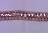 CWF22 15.5 inches 8mm round matte pink wooden fossil jasper beads