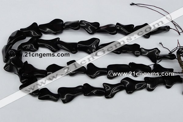 CWG01 15.5 inches 18*25mm wavy freeform black agate gemstone beads