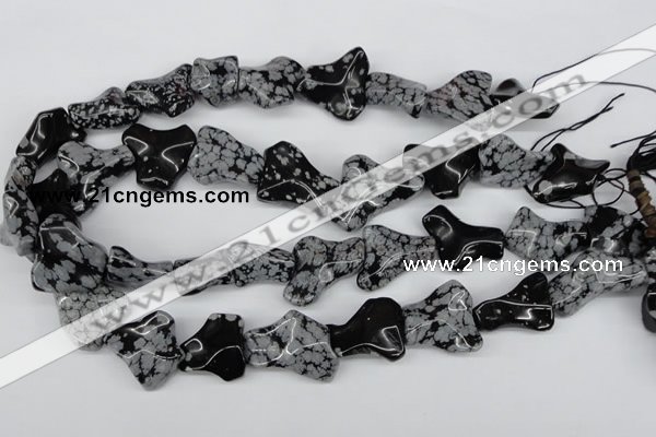 CWG06 15.5 inches 25*33mm wavy freeform snowflake obsidian beads