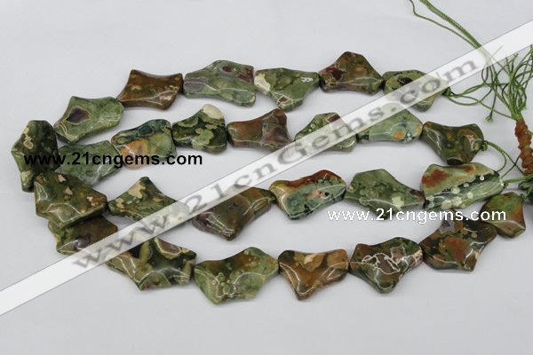 CWG08 15.5 inches 25*33mm wavy freeform rhyolite gemstone beads