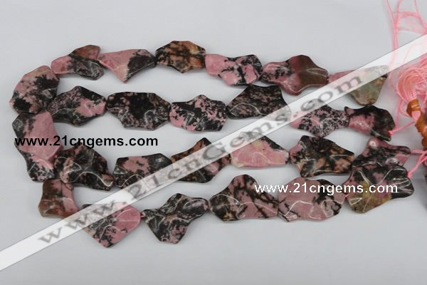 CWG09 15.5 inches 25*33mm wavy freeform rhodonite gemstone beads