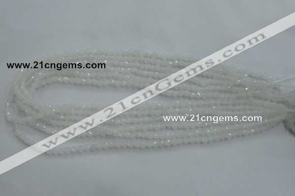 CWH01 15.5 inches 4mm faceted round white jade beads wholesale