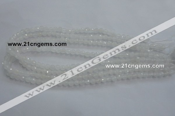 CWH02 15.5 inches 6mm faceted round white jade beads wholesale