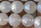 CWH61 15.5 inches 8mm faceted round AB-color white jade beads