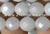 CWH66 15.5 inches 8mm faceted round AB-color white jade beads