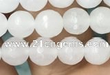 CWH77 15.5 inches 6mm faceted round white jade beads wholesale