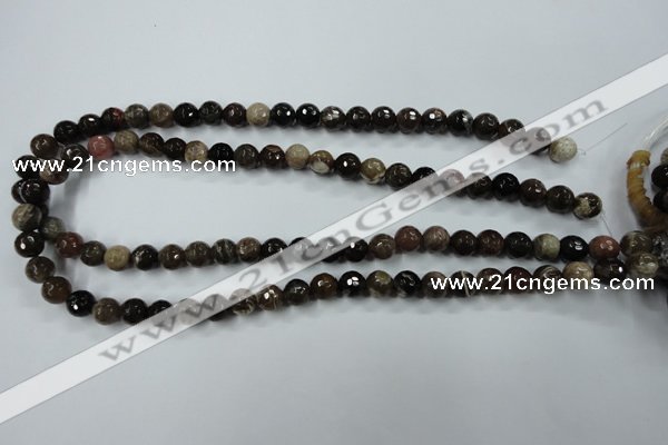 CWJ211 15.5 inches 6mm faceted round wood jasper gemstone beads