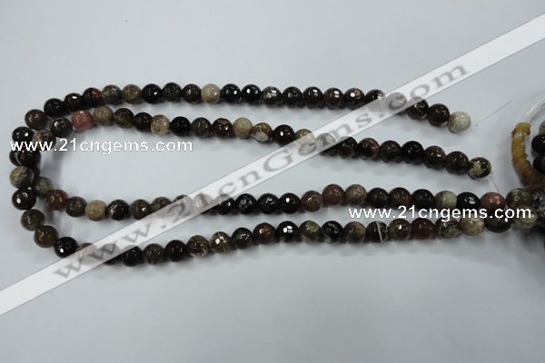 CWJ212 15.5 inches 8mm faceted round wood jasper gemstone beads