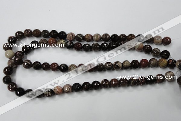 CWJ213 15.5 inches 10mm faceted round wood jasper gemstone beads