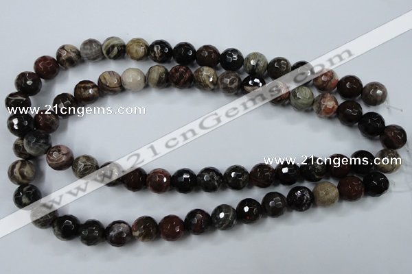 CWJ214 15.5 inches 12mm faceted round wood jasper gemstone beads