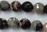 CWJ215 15.5 inches 14mm faceted round wood jasper gemstone beads