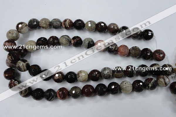 CWJ216 15.5 inches 16mm faceted round wood jasper gemstone beads