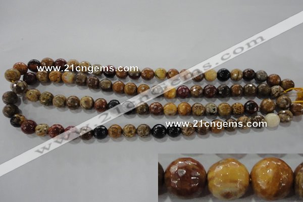 CWJ303 15.5 inches 9mm faceted round wood jasper gemstone beads