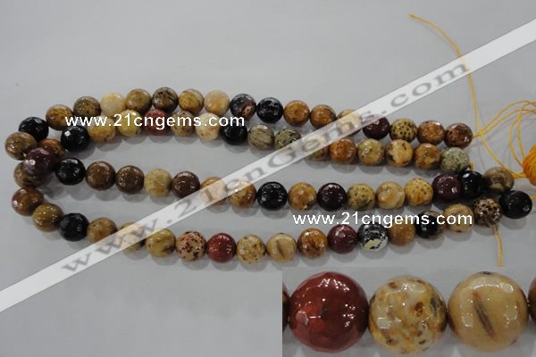 CWJ304 15.5 inches 10mm faceted round wood jasper gemstone beads