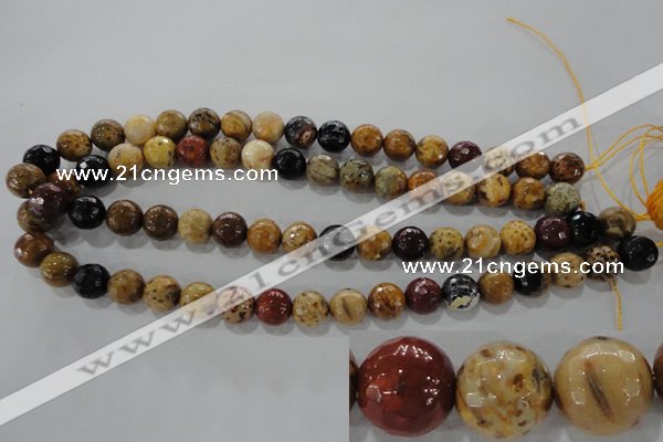 CWJ305 15.5 inches 11mm faceted round wood jasper gemstone beads