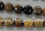 CWJ306 15.5 inches 12mm faceted round wood jasper gemstone beads