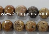 CWJ307 15.5 inches 14mm faceted round wood jasper gemstone beads