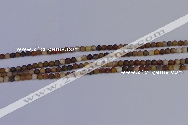 CWJ410 15.5 inches 4mm round matte wood jasper beads wholesale