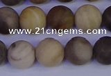 CWJ414 15.5 inches 12mm round matte wood jaspe beads wholesale