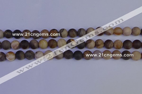 CWJ414 15.5 inches 12mm round matte wood jaspe beads wholesale