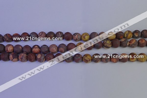 CWJ423 15.5 inches 10mm round matte wood eye jasper beads