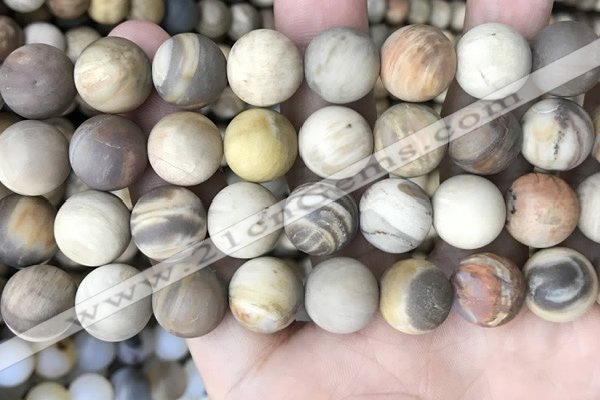 CWJ445 15.5 inches 14mm round matte wood jasper beads wholesale