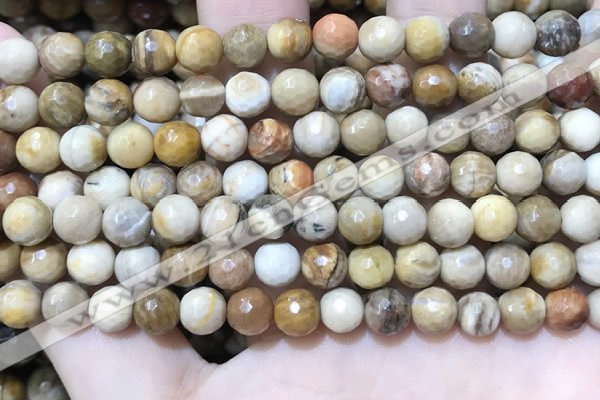 CWJ451 15.5 inches 6mm faceted round wood jasper beads wholesale