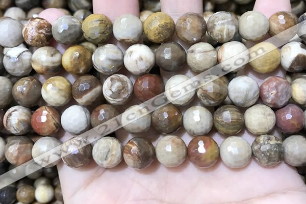 CWJ453 15.5 inches 10mm faceted round wood jasper beads wholesale