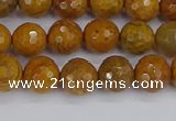 CWJ469 15.5 inches 6mm faceted round yellow petrified wood jasper beads