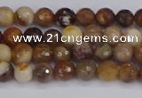 CWJ475 15.5 inches 4mm faceted round wood jasper gemstone beads