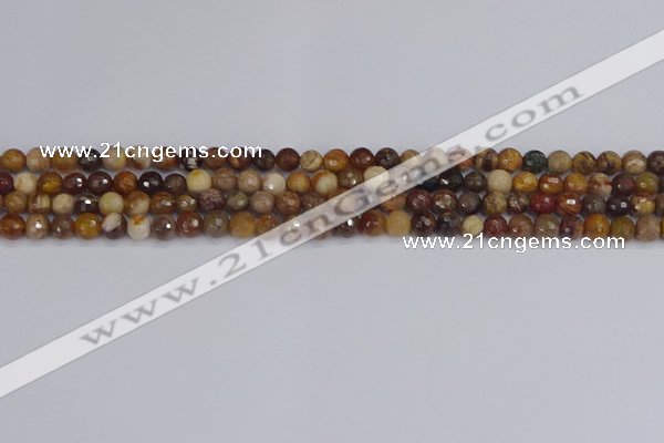 CWJ475 15.5 inches 4mm faceted round wood jasper gemstone beads