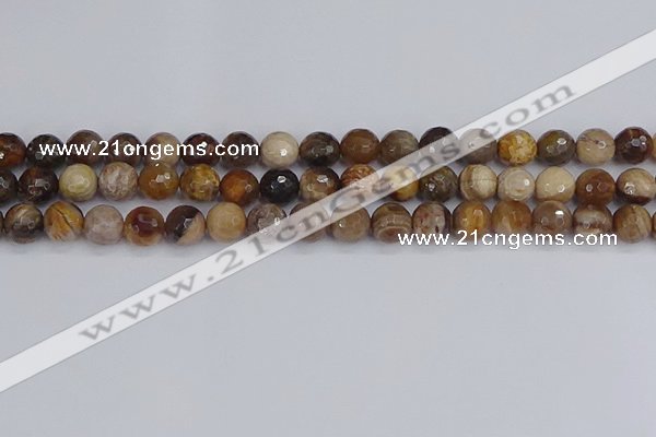 CWJ477 15.5 inches 8mm faceted round wood jasper gemstone beads