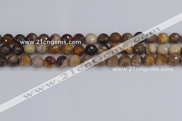 CWJ478 15.5 inches 10mm faceted round wood jasper gemstone beads