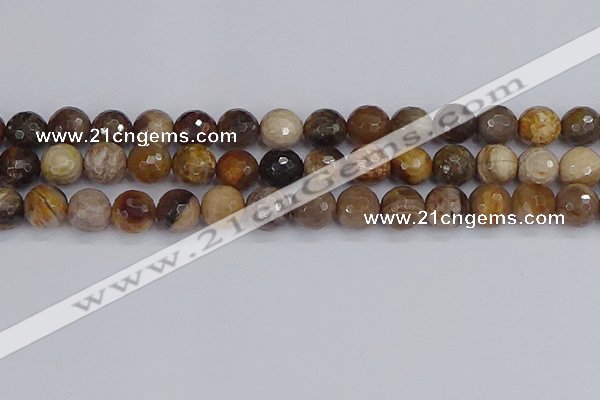 CWJ479 15.5 inches 12mm faceted round wood jasper gemstone beads