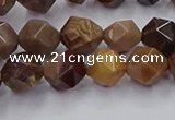 CWJ491 15.5 inches 8mm faceted nuggets wood jasper beads