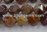 CWJ493 15.5 inches 12mm faceted nuggets wood jasper beads