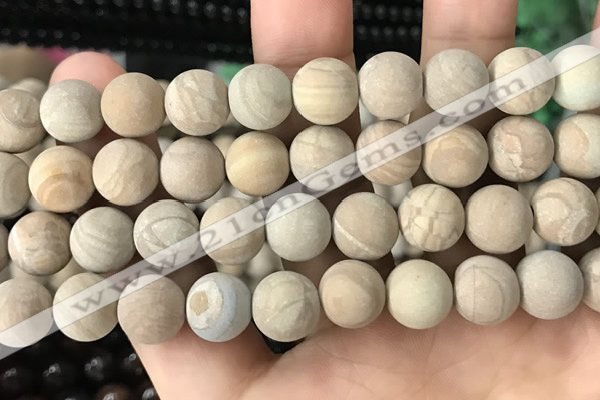 CWJ525 15.5 inches 14mm round matte wooden jasper beads wholesale