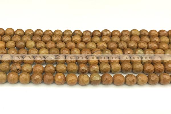 CWJ601 15 inches 6mm faceted round wooden jasper beads wholesale