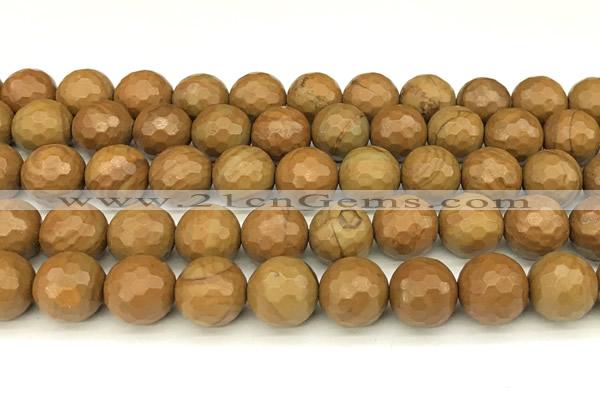 CWJ604 15 inches 12mm faceted round wooden jasper beads wholesale