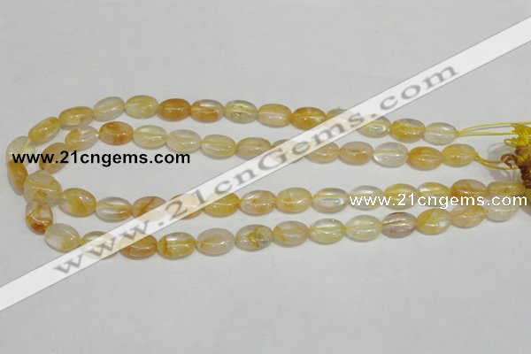 CYC01 15.5 inches 10*14mm oval yellow crystal quartz beads