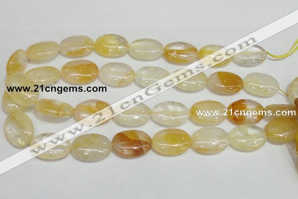 CYC03 15.5 inches 18*25mm oval yellow crystal quartz beads