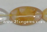 CYC04 15.5 inches 20*35mm oval yellow crystal quartz beads