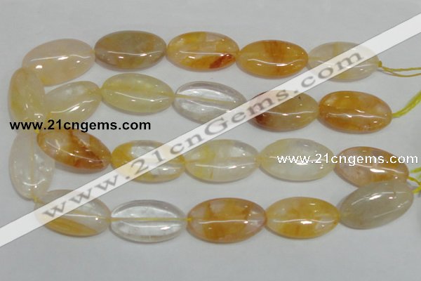 CYC04 15.5 inches 20*35mm oval yellow crystal quartz beads