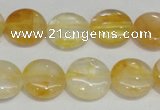 CYC05 15.5 inches 16mm flat round yellow crystal quartz beads