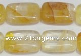 CYC10 15.5 inches 18*25mm rectangle yellow crystal quartz beads