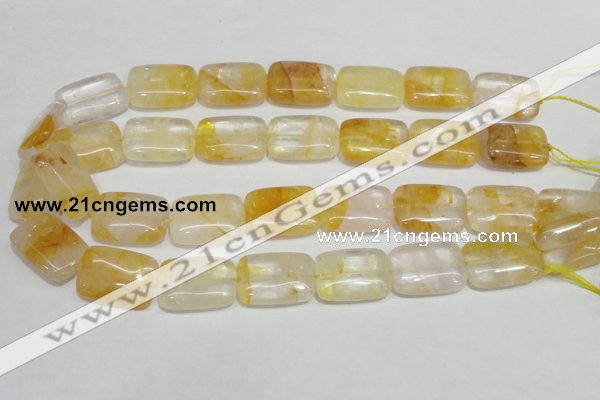 CYC10 15.5 inches 18*25mm rectangle yellow crystal quartz beads