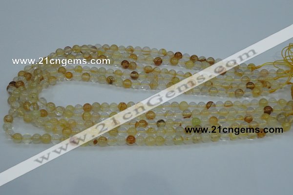 CYC101 15.5 inches 6mm round yellow crystal quartz beads